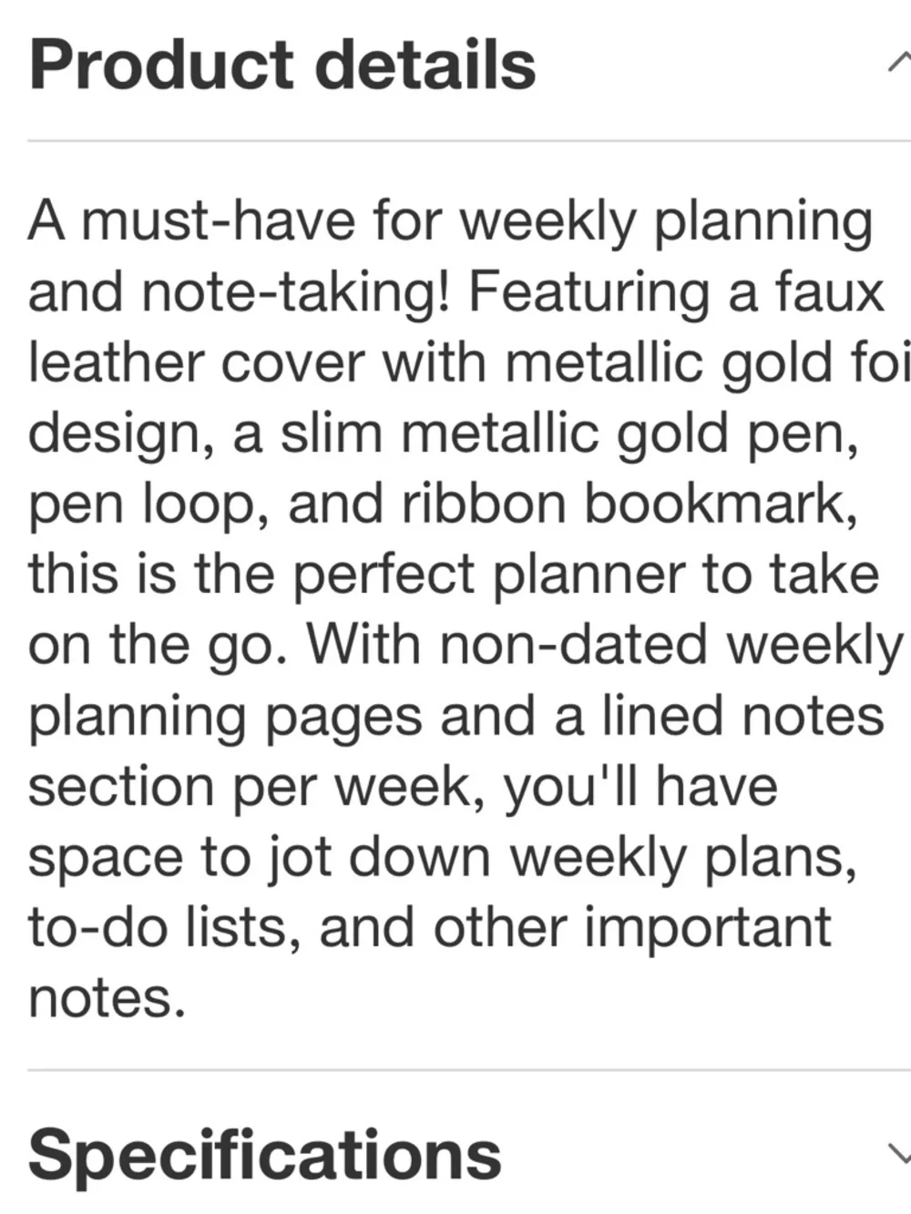 FRINGE STUDIO NWT Faux Leather Weekly Planner & Pen Set 3.63